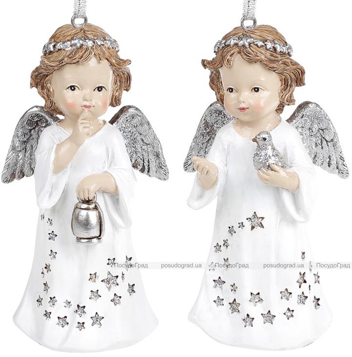 Набор декоративных подвесок Звездный Ангел 7х5,5х13 см полистоун 2 шт. Серебро (BD-218-819)