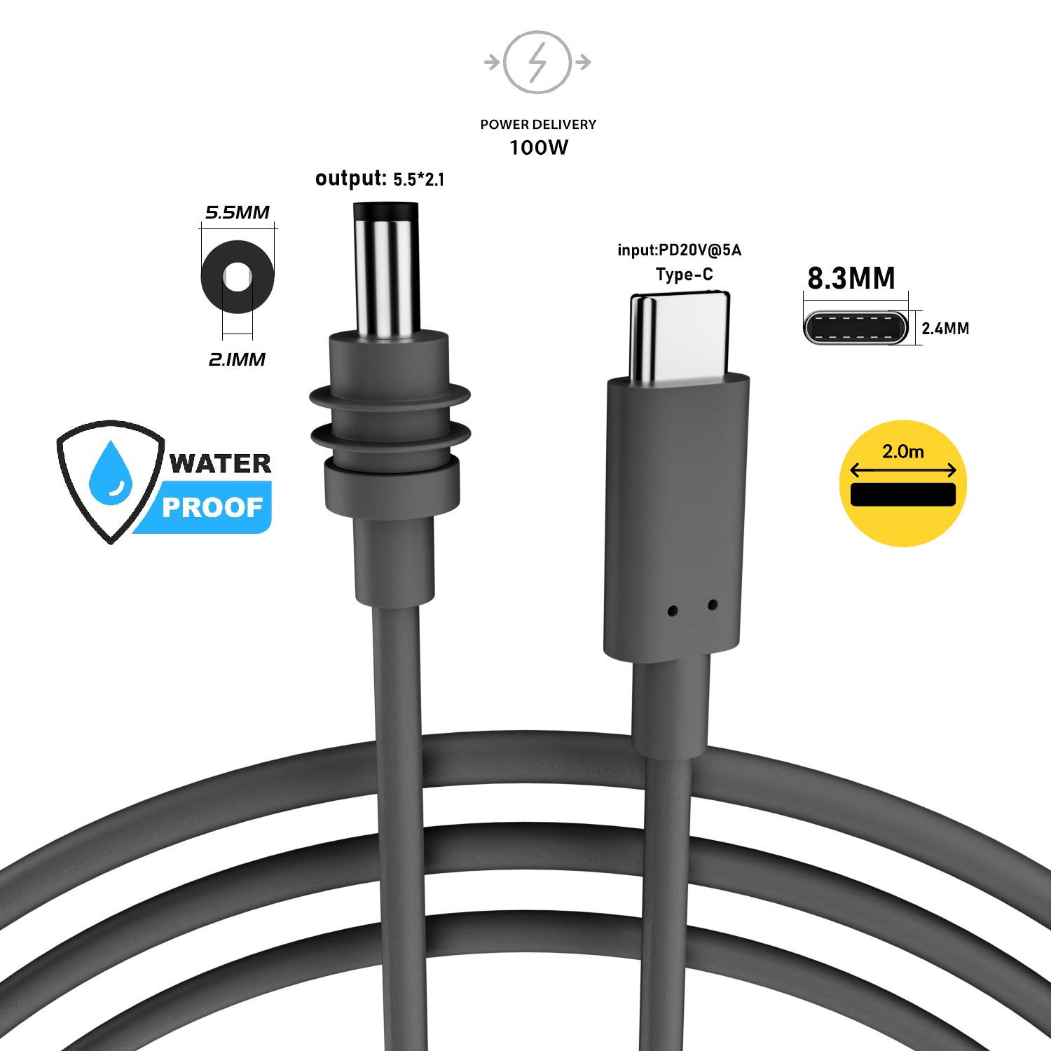 Кабель питания Starlink Mini USB Type-C to DC 100W 2 м (0443) - фото 2