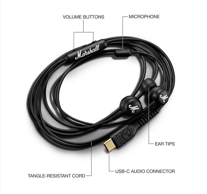 Наушники проводные Marshall Mode USB-C Black - фото 3 Наушники проводные Marshall Mode USB-C Black - фото 3