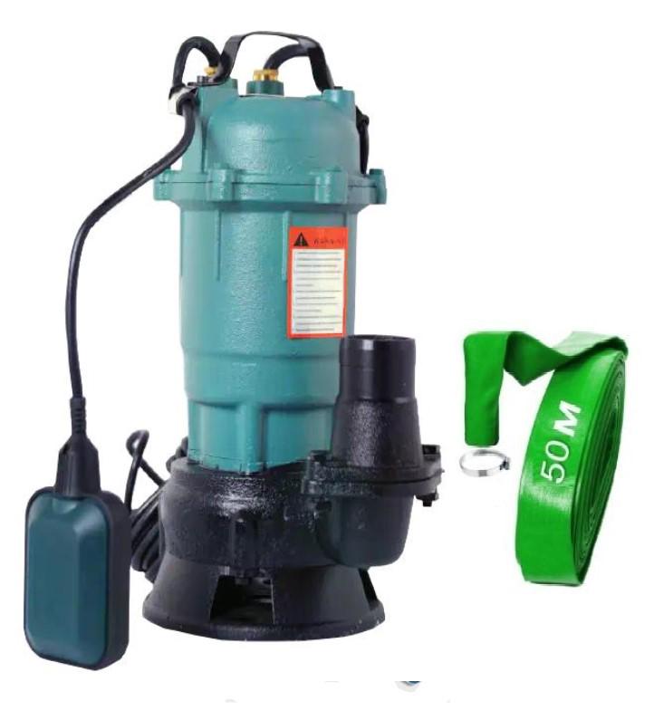 Насос дренажно-фекальный с измельчителем Euroaqua WQD 1-1.1 для грязной воды/фекалий/сливных ям с поплавком шланг 50 м (31152704)