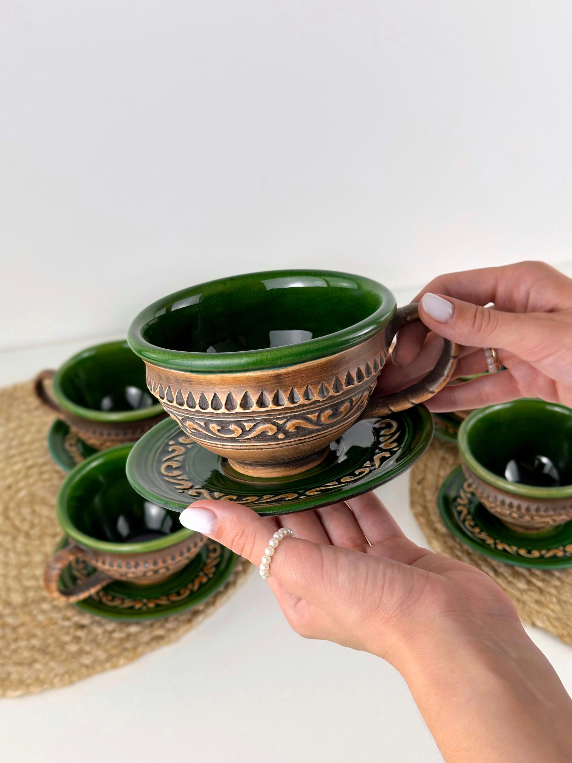 Набір глиняного посуду для чаювання Гражда на 6 чоловік Коричневий (17019-27) - фото 12