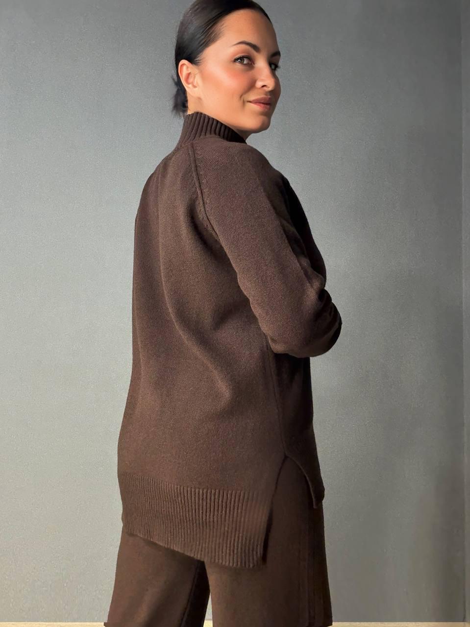 Костюм женский ACCORDDREAM 6841-8636 свитер с брюками палаццо вязаный OS Коричневый (5180) - фото 7 Костюм женский ACCORDDREAM 6841-8636 свитер с брюками палаццо вязаный OS Коричневый (5180) - фото 7