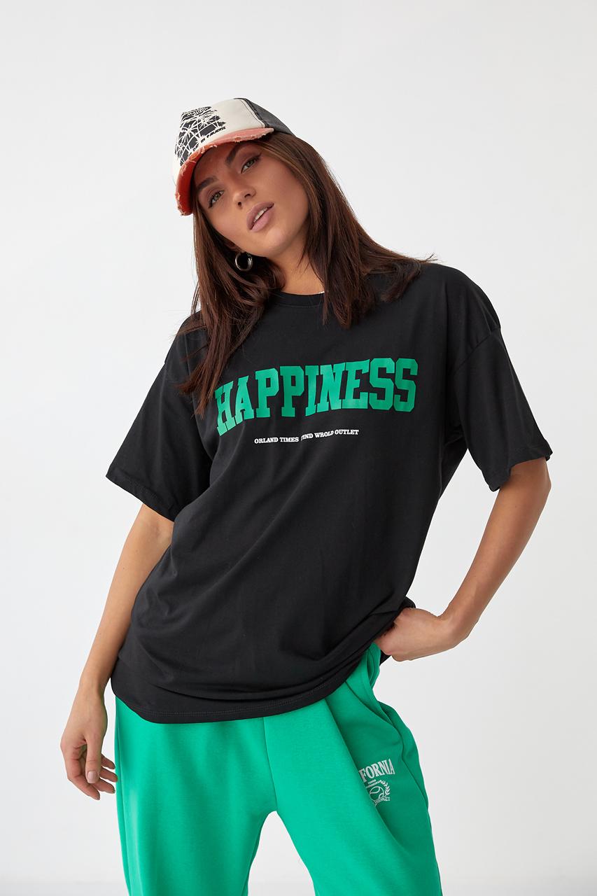 Футболка AURA istanbul "Happiness" L Черный (9541565)