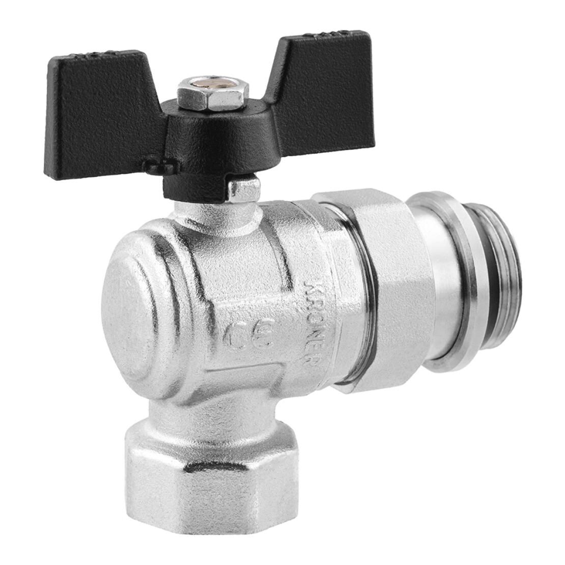 Кран-американка кульовий кутовий Kroner ВЗ PN40 1" метелик/нікельований (CV033225) - фото 3 Кран-американка кульовий кутовий Kroner ВЗ PN40 1" метелик/нікельований (CV033225) - фото 3