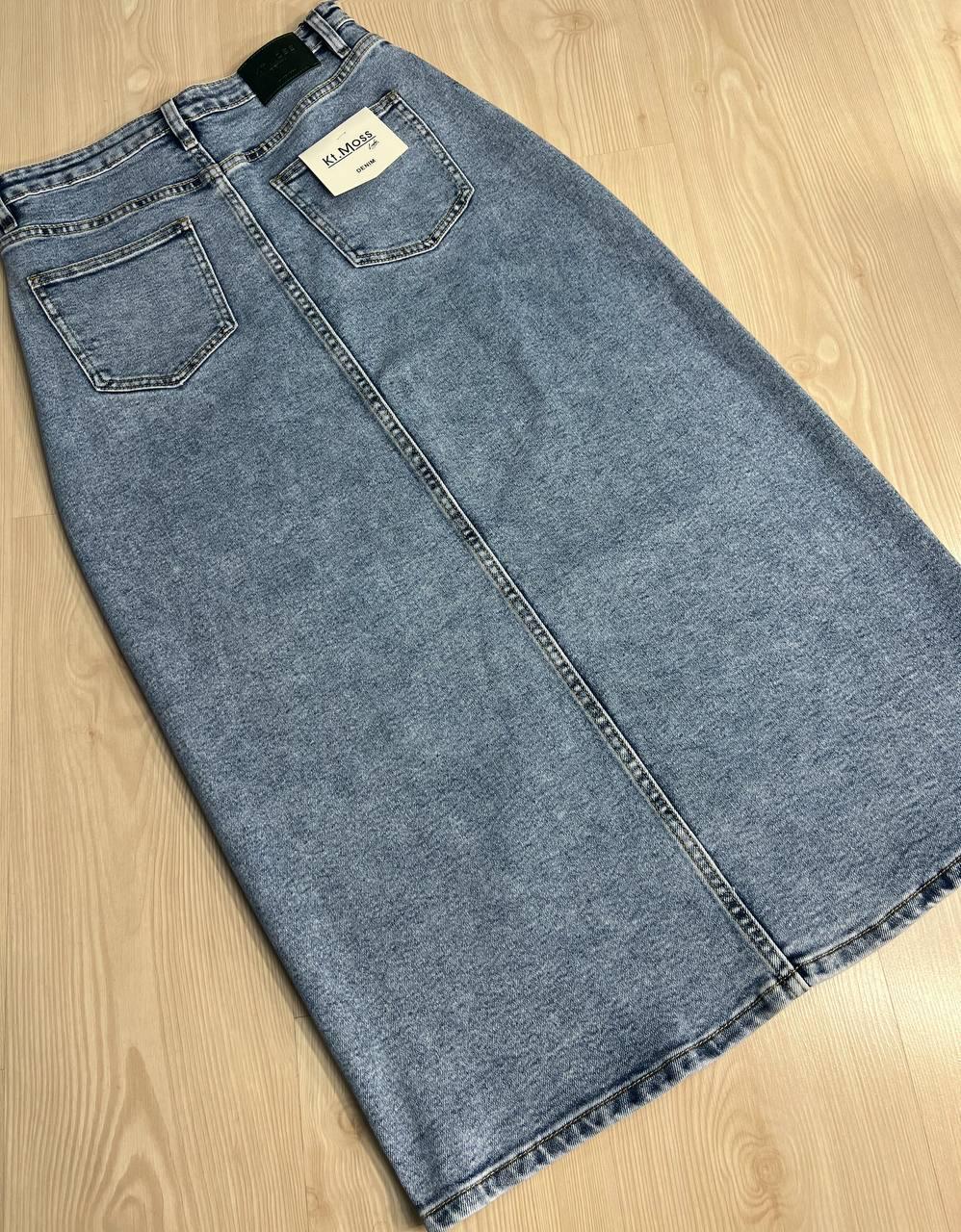 Спідниця жіноча джинсова Moss 505 довга великі розміри з розрізом стрейч р. 32 Блакитний (4057) - фото 8 Спідниця жіноча джинсова Moss 505 довга великі розміри з розрізом стрейч р. 32 Блакитний (4057) - фото 8