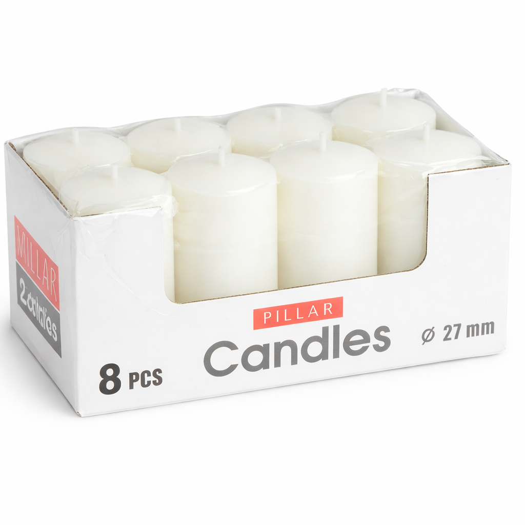 Набор интерьерных свечей парафиновые d 27х55 мм 8 шт. (31991535)