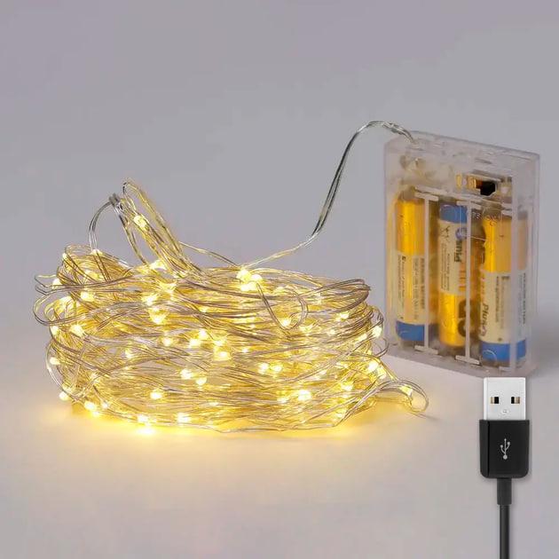 Гирлянда Роса USB/батарейки 20 м 200 LED Белый теплый (765666) - фото 2 Гирлянда Роса USB/батарейки 20 м 200 LED Белый теплый (765666) - фото 2