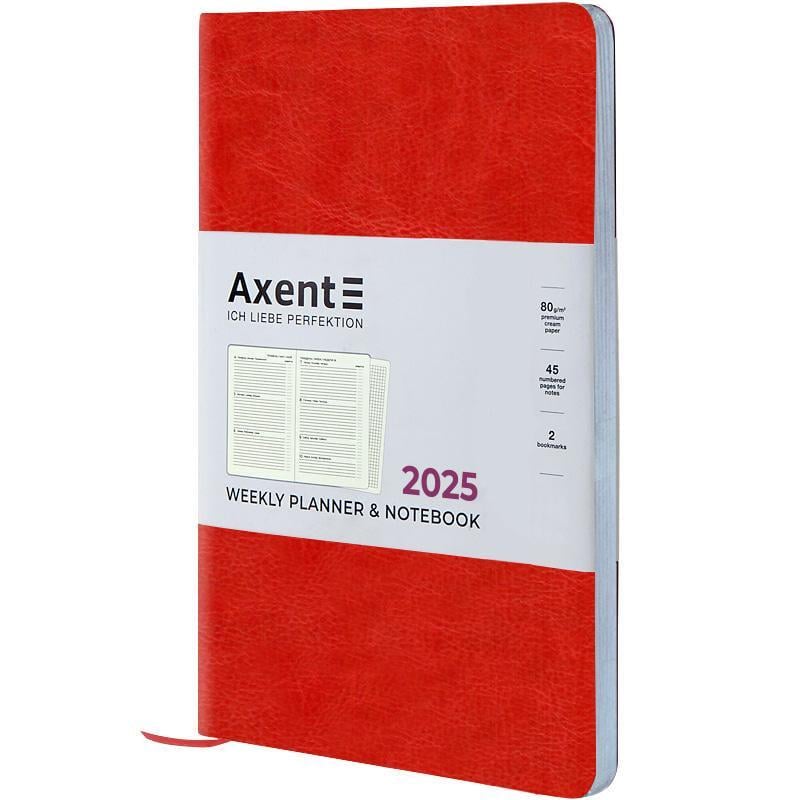 Еженедельник датирован 2025 Axent Partner City Soft 125x195 мм 192 стр. Красный (8521-25-03-A)