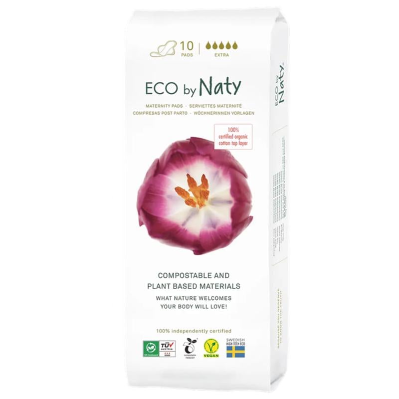 Прокладки післяпологові з крильцями Eco by Naty extra 5 крапель 10 шт. (34813)