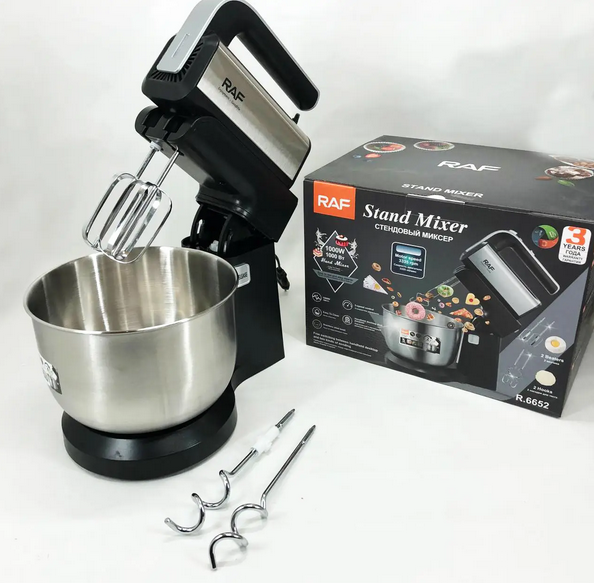 Миксер с чашей RAF 1000 Вт Серебристый (R.6652)