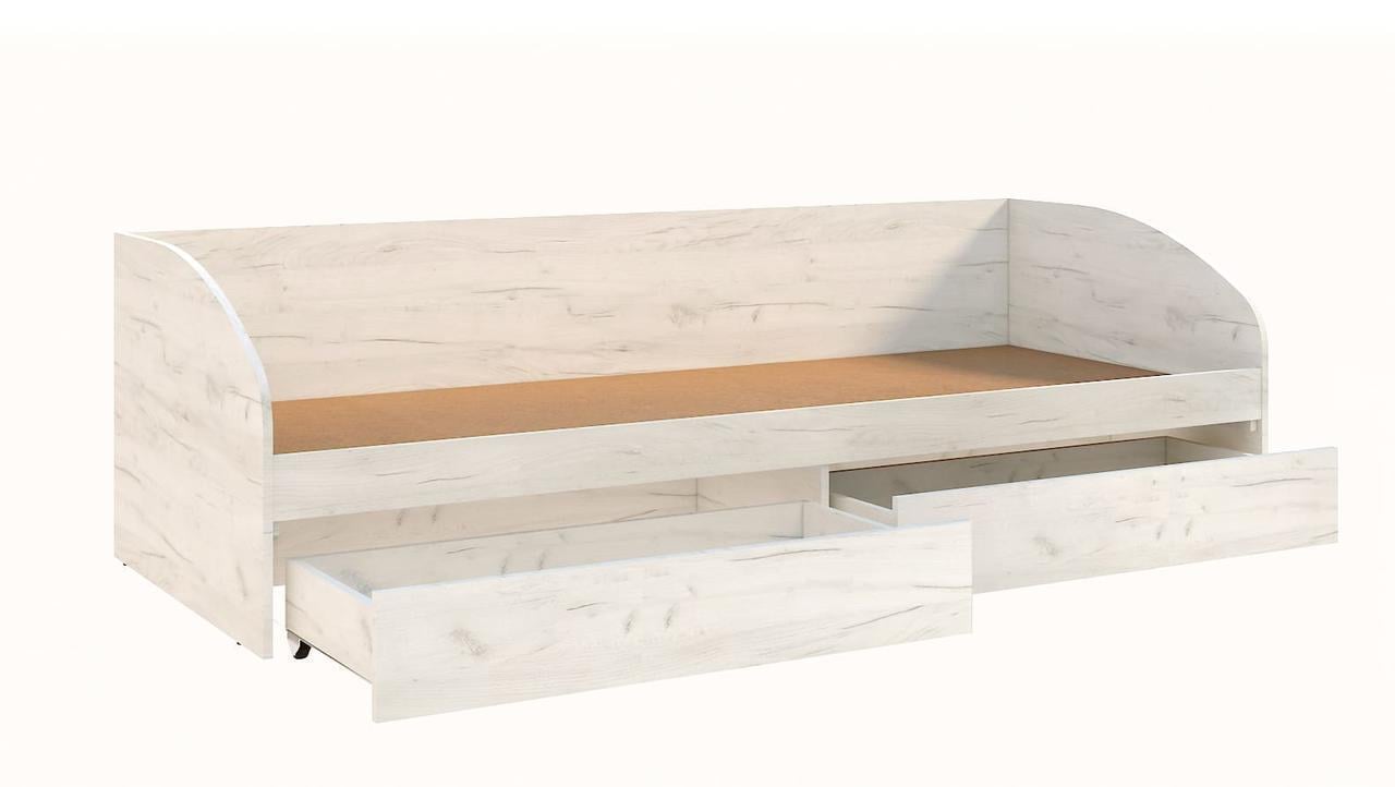 Кровать-софа односпальная Мастер Форм Брайт с 2 ящиками 80х200 см Дуб крафт белый (23088592)