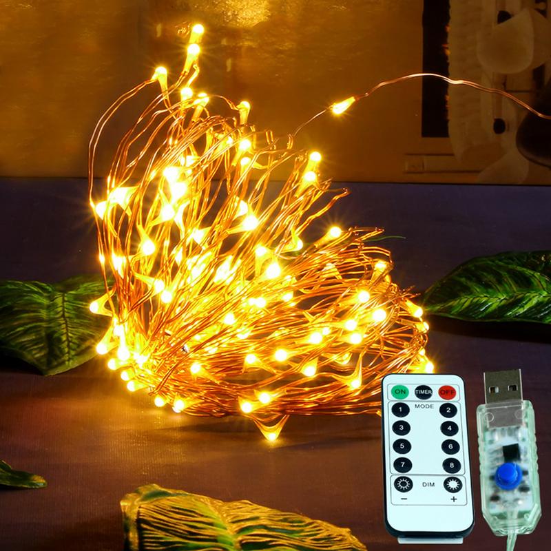 Гирлянда Капля Росы нить тонкая проволока USB 500 LED 50 м Желтый