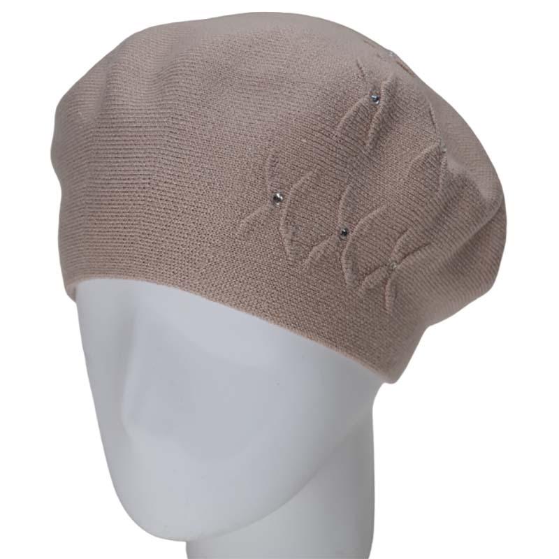 Берет женский из вискозной пряжи Novita Берет женский Бинго L р. 57-58 Бежевый