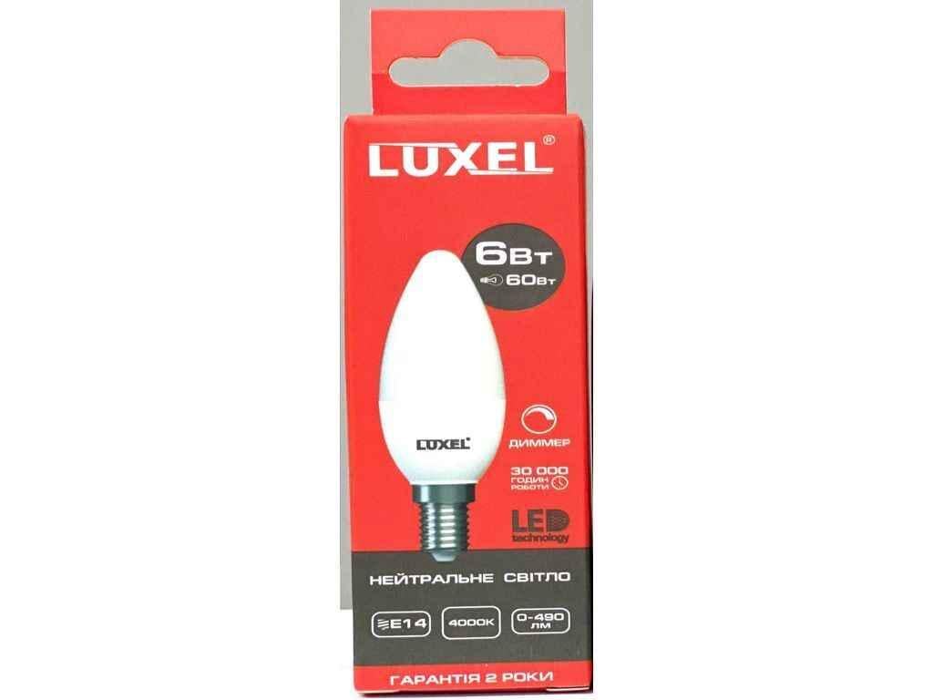 Лампа светодиодная Luxel 6W LED C37 E14 4000K dimmer (045-NED)
