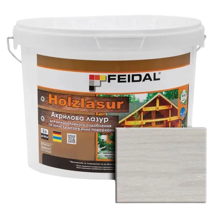 Лазур акриловая Feidal Holzlasur 9 л Белый (1886455897)