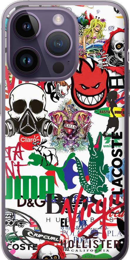 Чехол на iPhone 14 Pro Many different logos (4022u-2646-42517) Чехол на iPhone 14 Pro Many different logos (4022u-2646-42517)