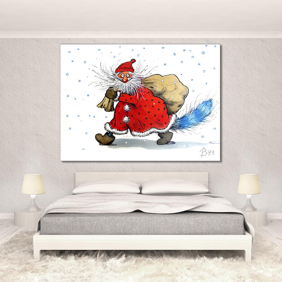 Модульная картина Санта-Клаус с синим хвостом 1 модуль 70x105 см (_rinaz_199_0081)