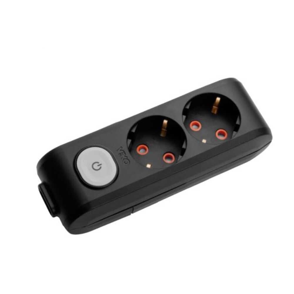 Колодка Viko Multi-Let 2-я с заземлением с выключателем Черный (90138200)