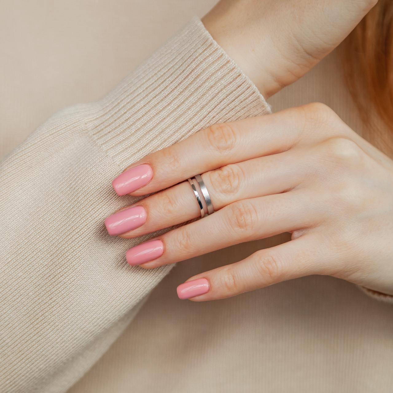 Кольцо серебряное Две параллели матовая поверхность без инкрустации р. 18