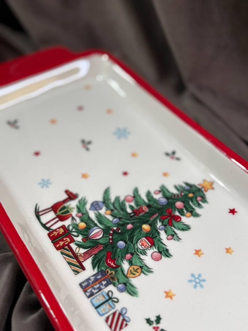 Блюдо сервірувальне новорічне YIWU New Year порцелянове 39х15х2 см (CR-1-1) - фото 2