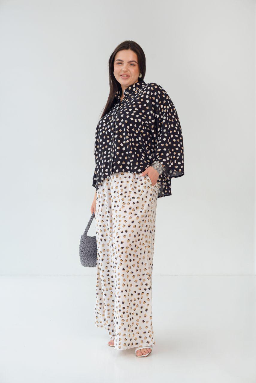 Рубашка хлопковая женская широкого покроя р. 60-62 Черный (14-5228 34) - фото 2