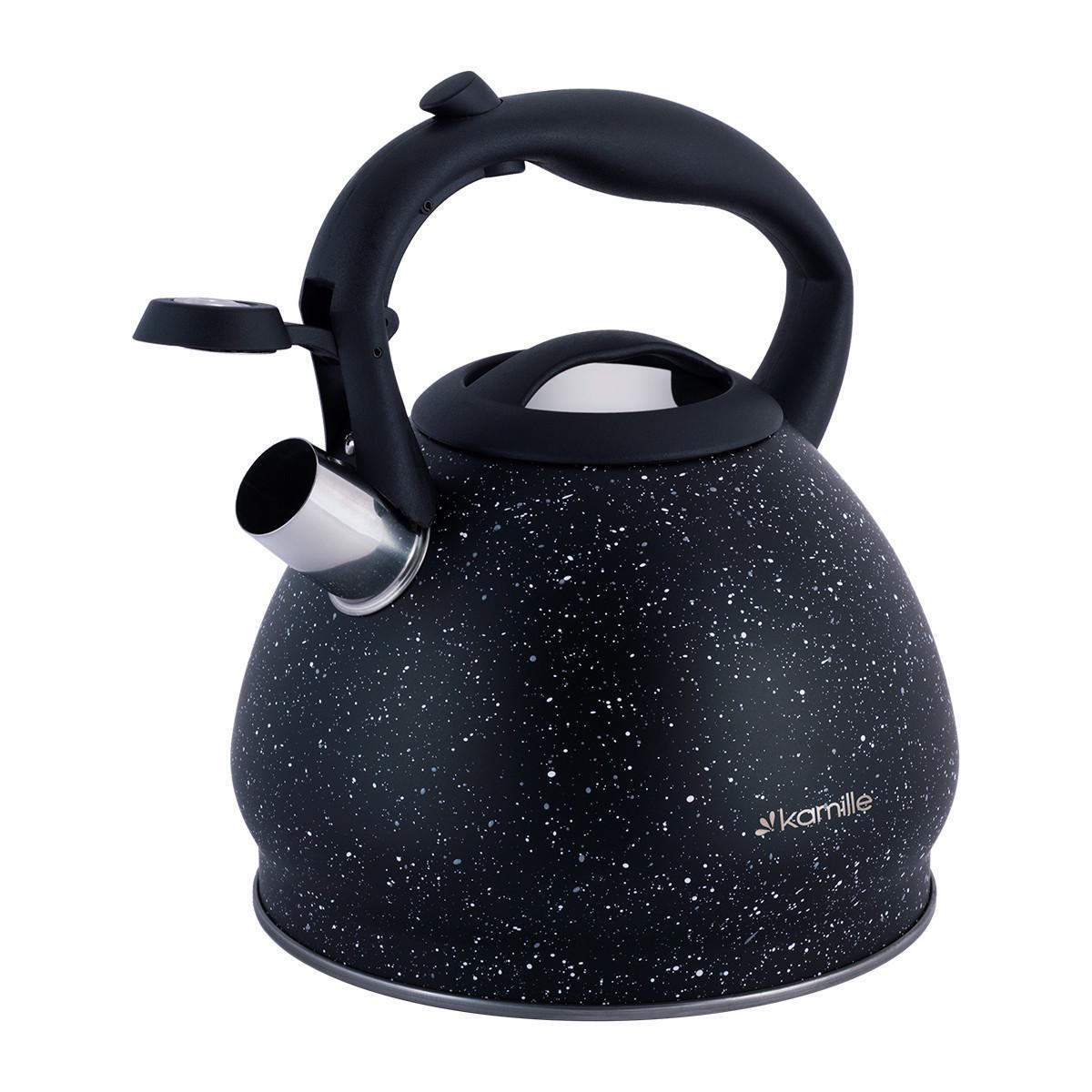 Чайник со свистком Kamille KM-1086 из нержавеющей стали и нейлоновой ручкой 2,7 л Черный мрамор (150-84-1086) - фото 4 Чайник со свистком Kamille KM-1086 из нержавеющей стали и нейлоновой ручкой 2,7 л Черный мрамор (150-84-1086) - фото 4