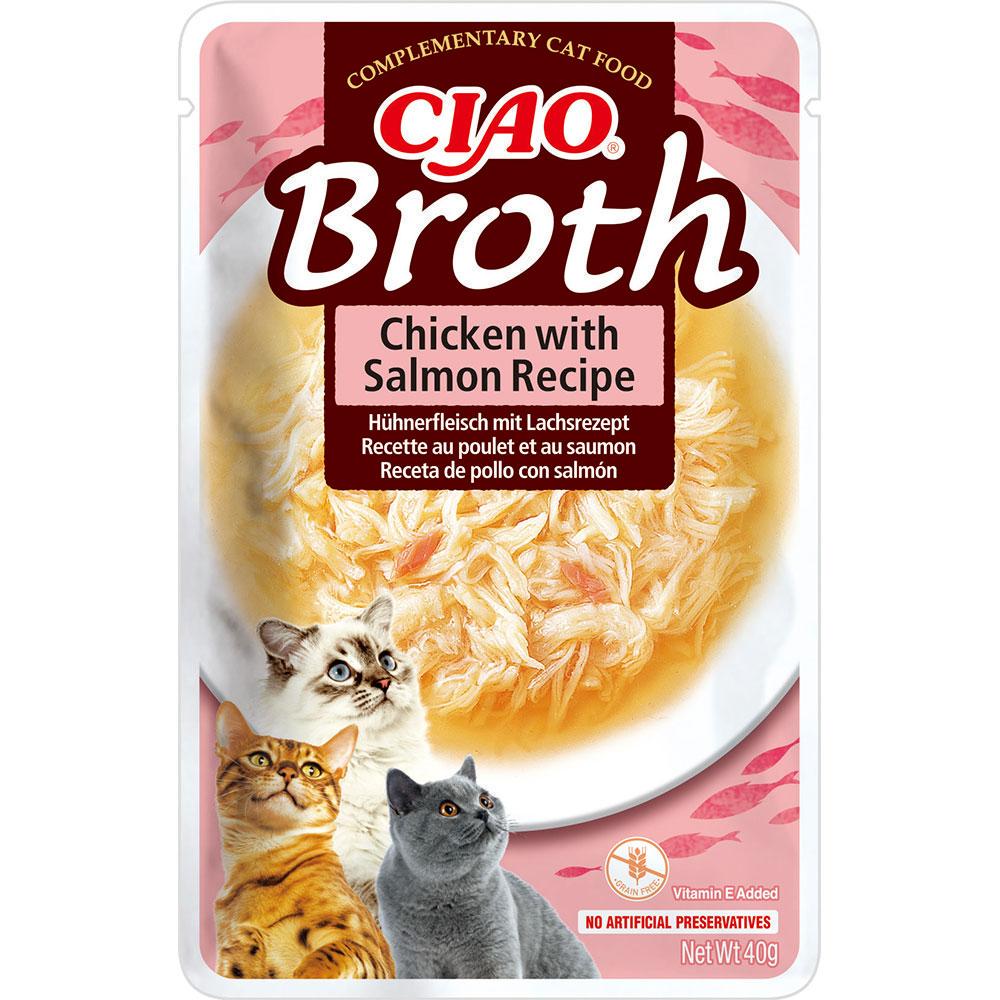 Корм влажный для кошек Inaba CIAO Broth с тушеной курицей и лососем в бульоне 40 г (1928509171)