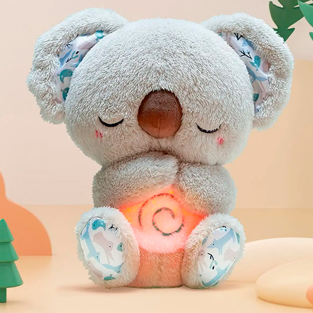Мягкая игрушка интерактивная Коала дышащая со световыми и звуковыми эффектами 25 см Светло-серый (2117-59) - фото 2