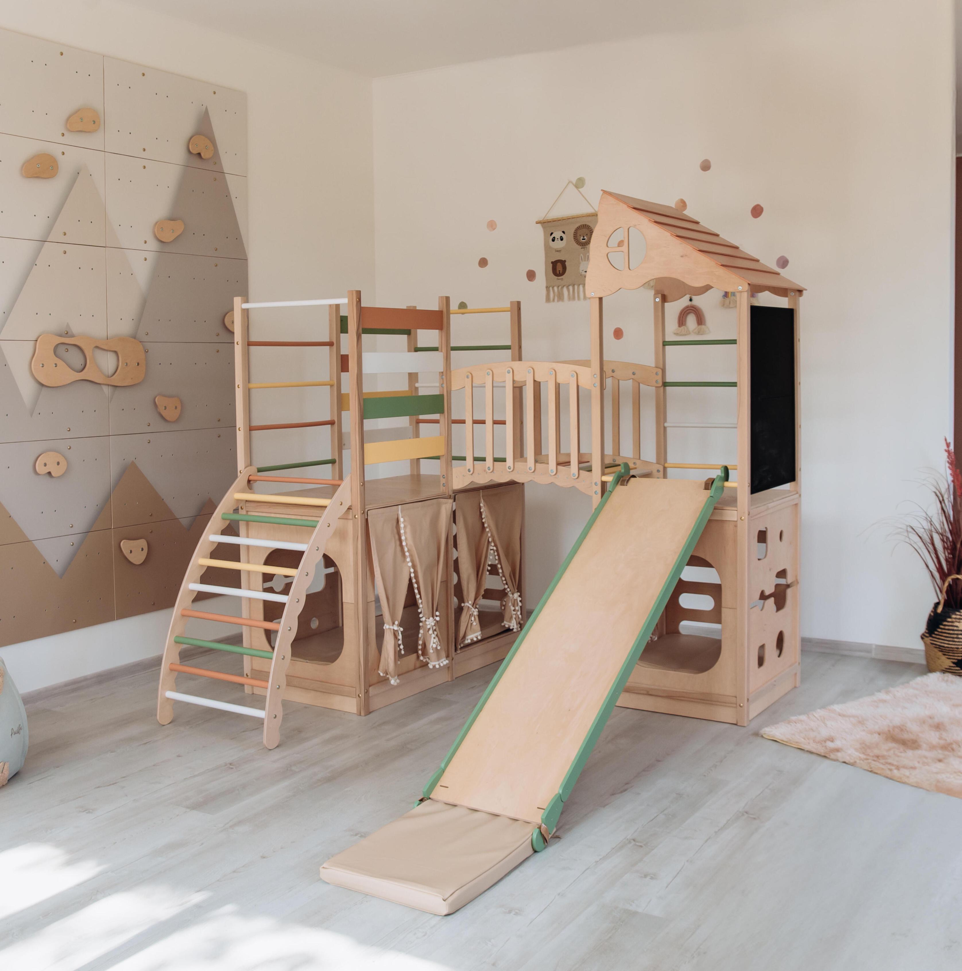 Дитячий майданчик з мостиком Woodandhearts Натуральне дерево (AAPC028)