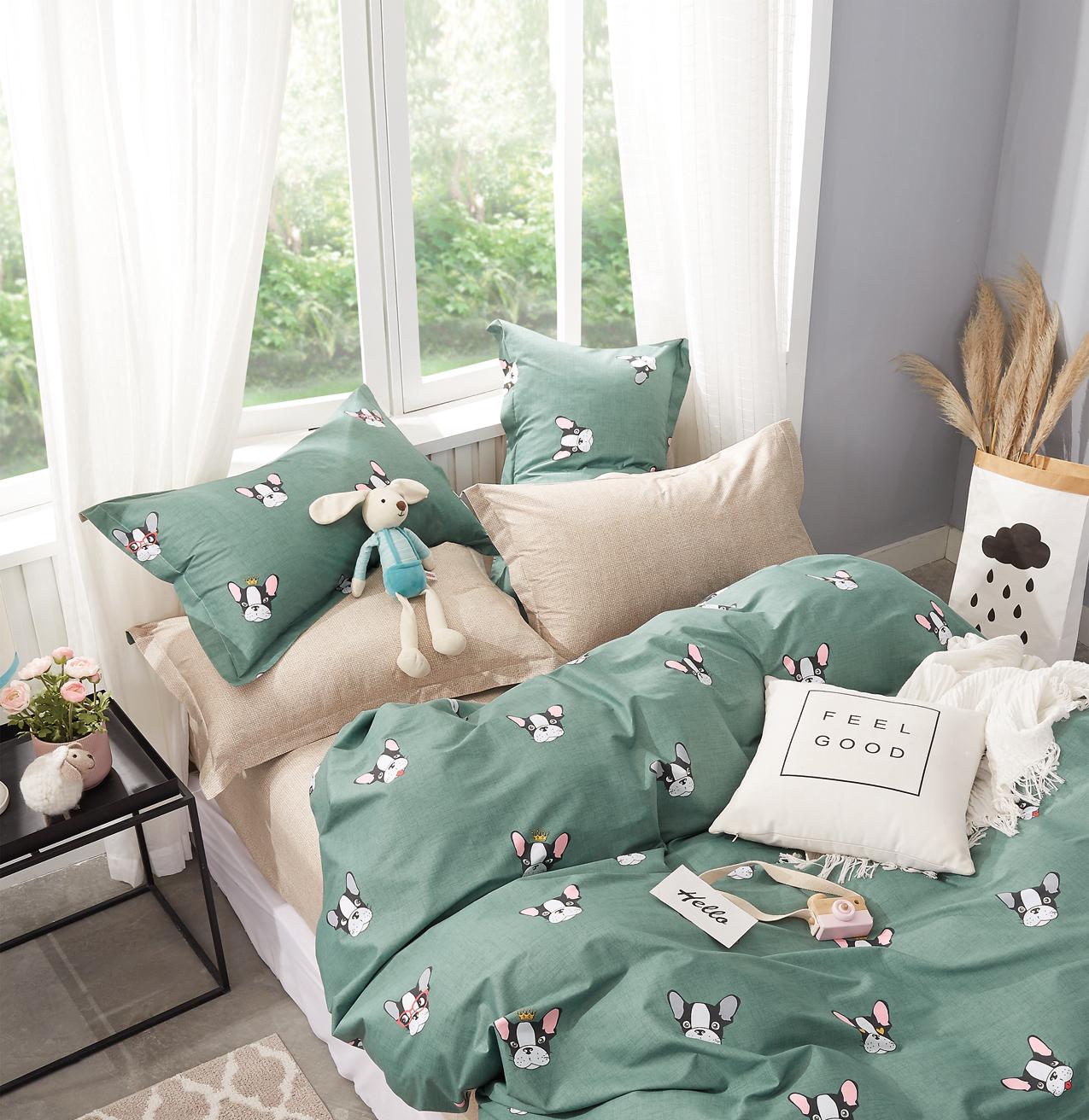 Комплект постельного белья Zastelli Dogs бязь полуторный 145х210 Зеленый