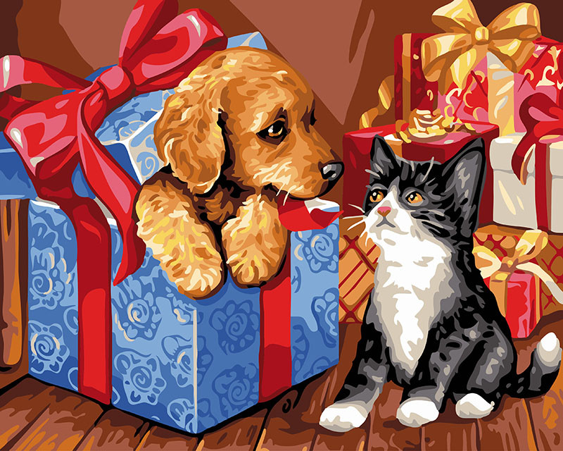 Картина по номерам Brushme Питомцы в подарках (GX24121)