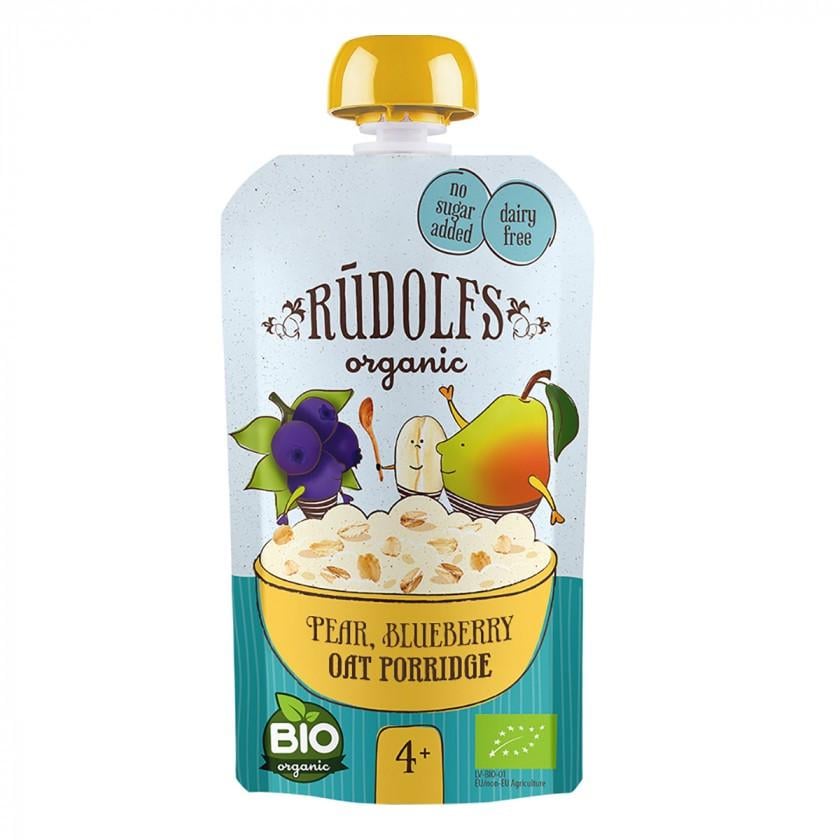 Каша Rudolfs овсяная безмолочная с грушей и черникой органическая с 4 месяцев 110 г