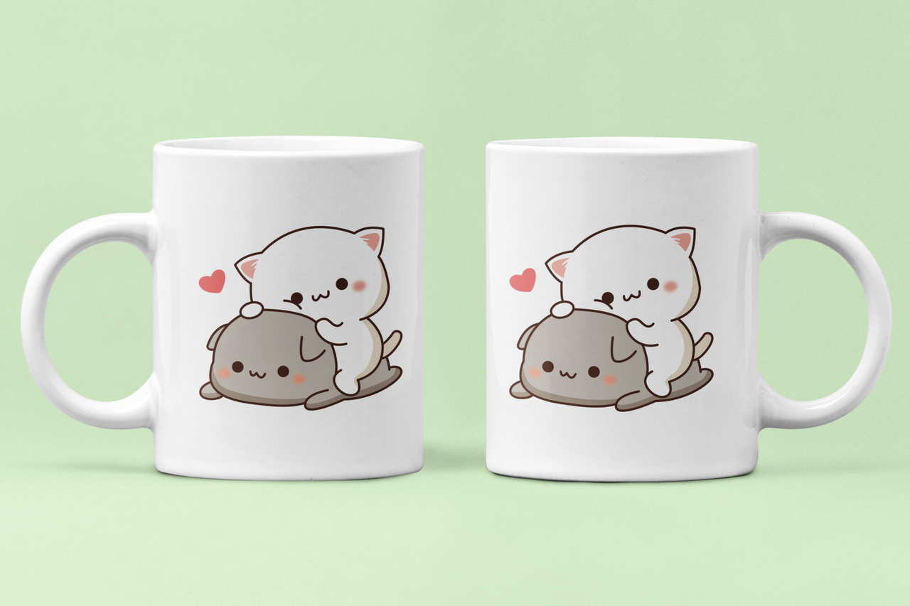 Чашки парные Два котика для влюбленных 330 мл Белый (ВЛ165Ч)