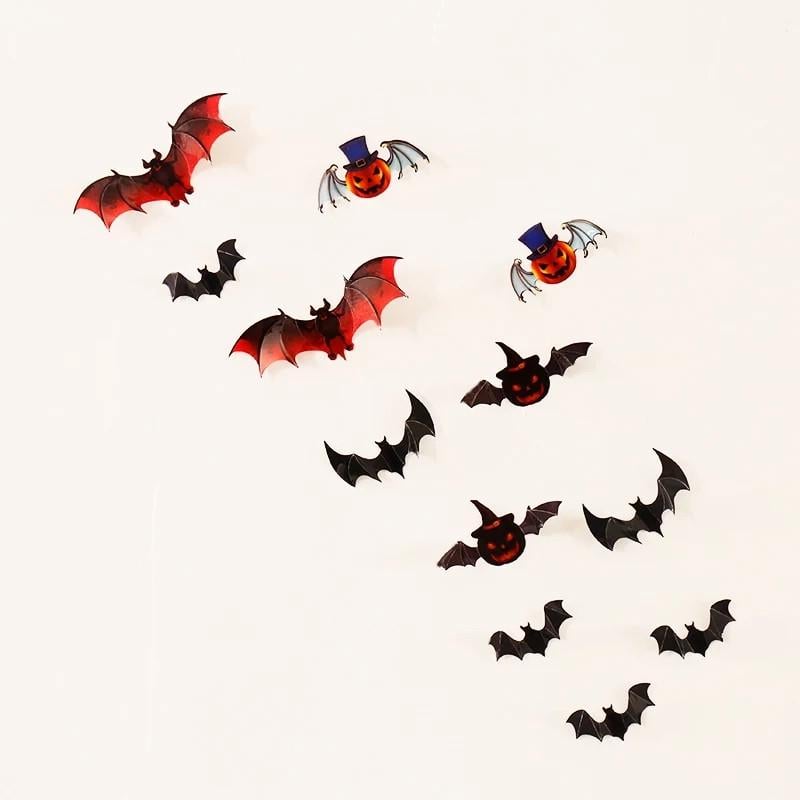 Наклейки 3D летучие мыши на Halloween 12 шт. (34966225)