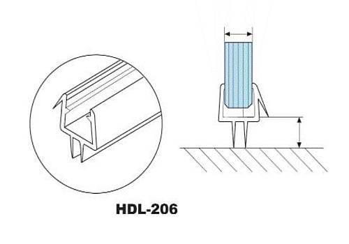 Уплотнитель двери душевой кабины HaiDeLi HDL-206 90° стекло-пол стекло 8 мм длина 800 мм (1988152948) - фото 2