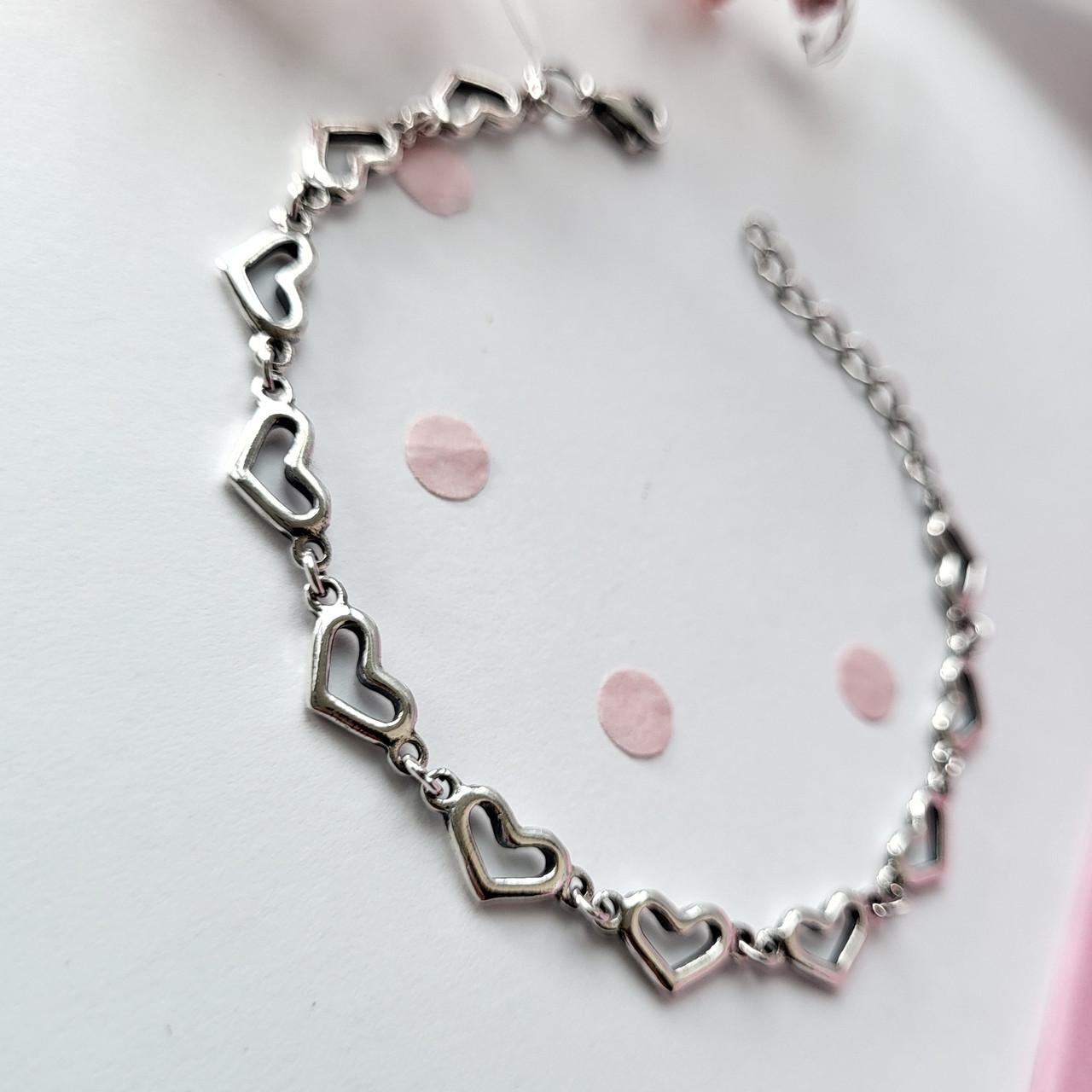 Браслет без камней Сердечки 16-19 см 925 пробы 4,60 г (2767ч)