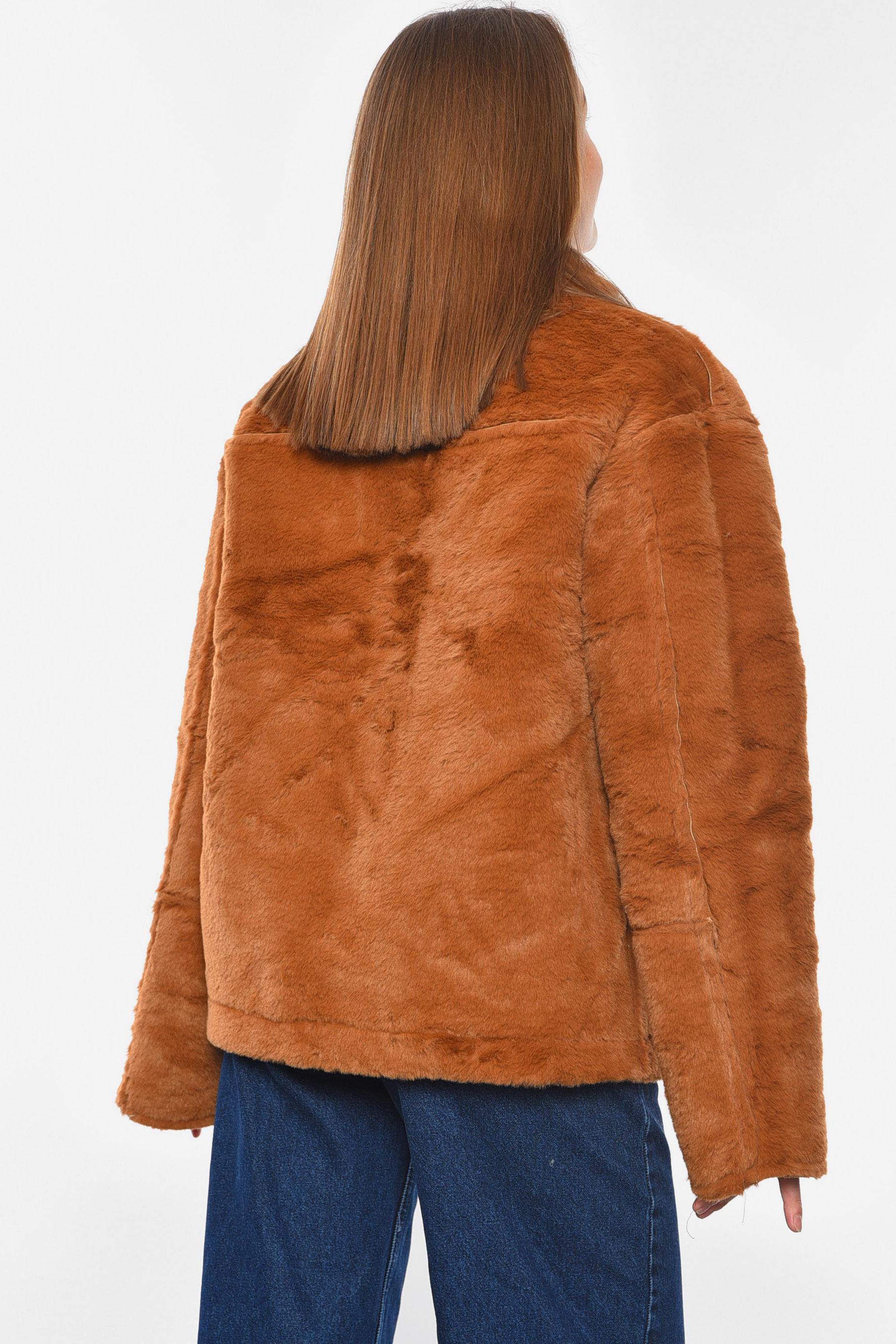 Дубленка женская двухсторонняя на искусственном меху L Темно-коричневый (193270) - фото 3