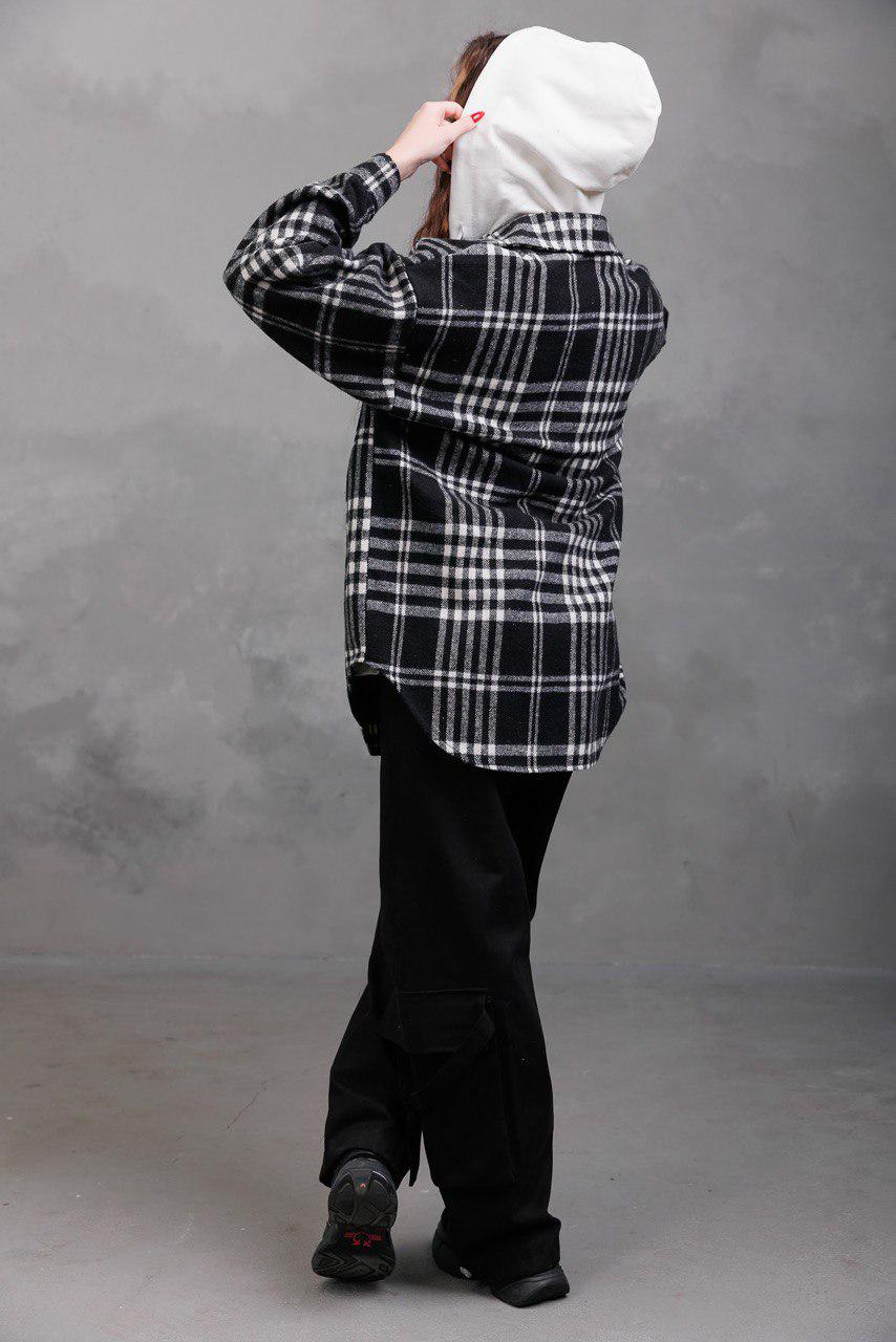 Рубашка для девочки в клетку с капюшоном р. 152 Black (126900) - фото 2