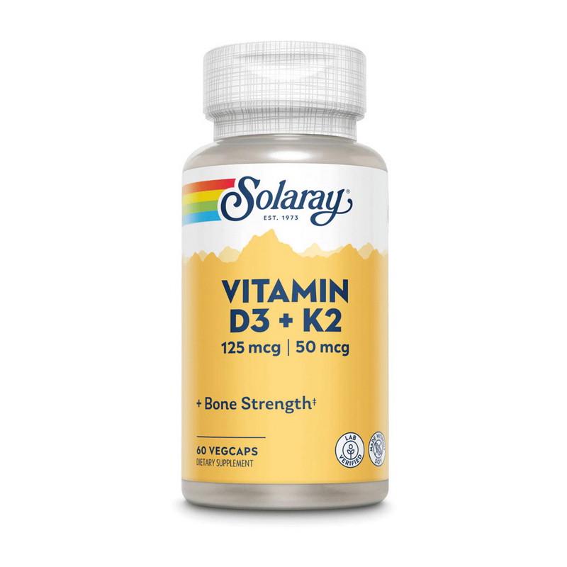 Витамины Solaray Vitamin D3 + K2 soy free 60 капс. (19375-01)