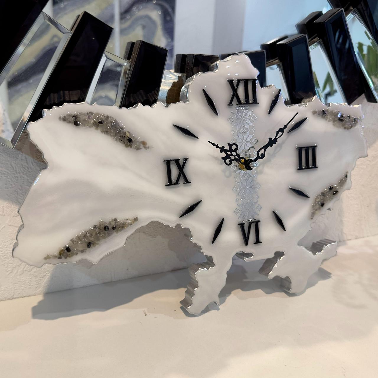 Часы настенные из эпоксидной смолы Карта Украины 90x60 см