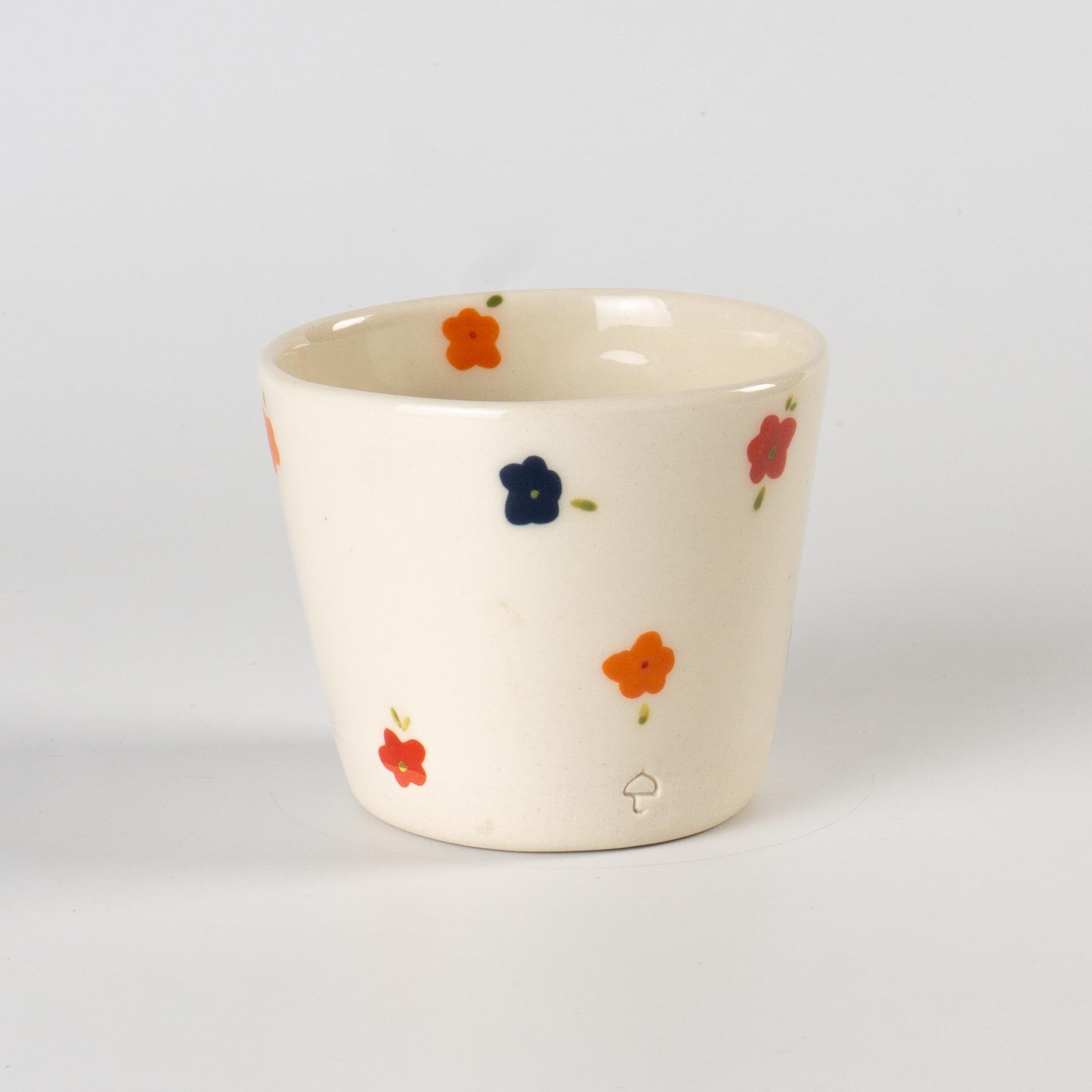 Стаканчик керамический с цветами ручная работа полуфарфор 200 мл (PRS-GL-IMG-ONE-I-FLWR)