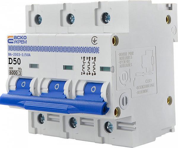 Автоматичний вимикач АСКО-Укрем ВА-2003 3P 50А 6кА D (A0010030001) - фото 3 Автоматичний вимикач АСКО-Укрем ВА-2003 3P 50А 6кА D (A0010030001) - фото 3