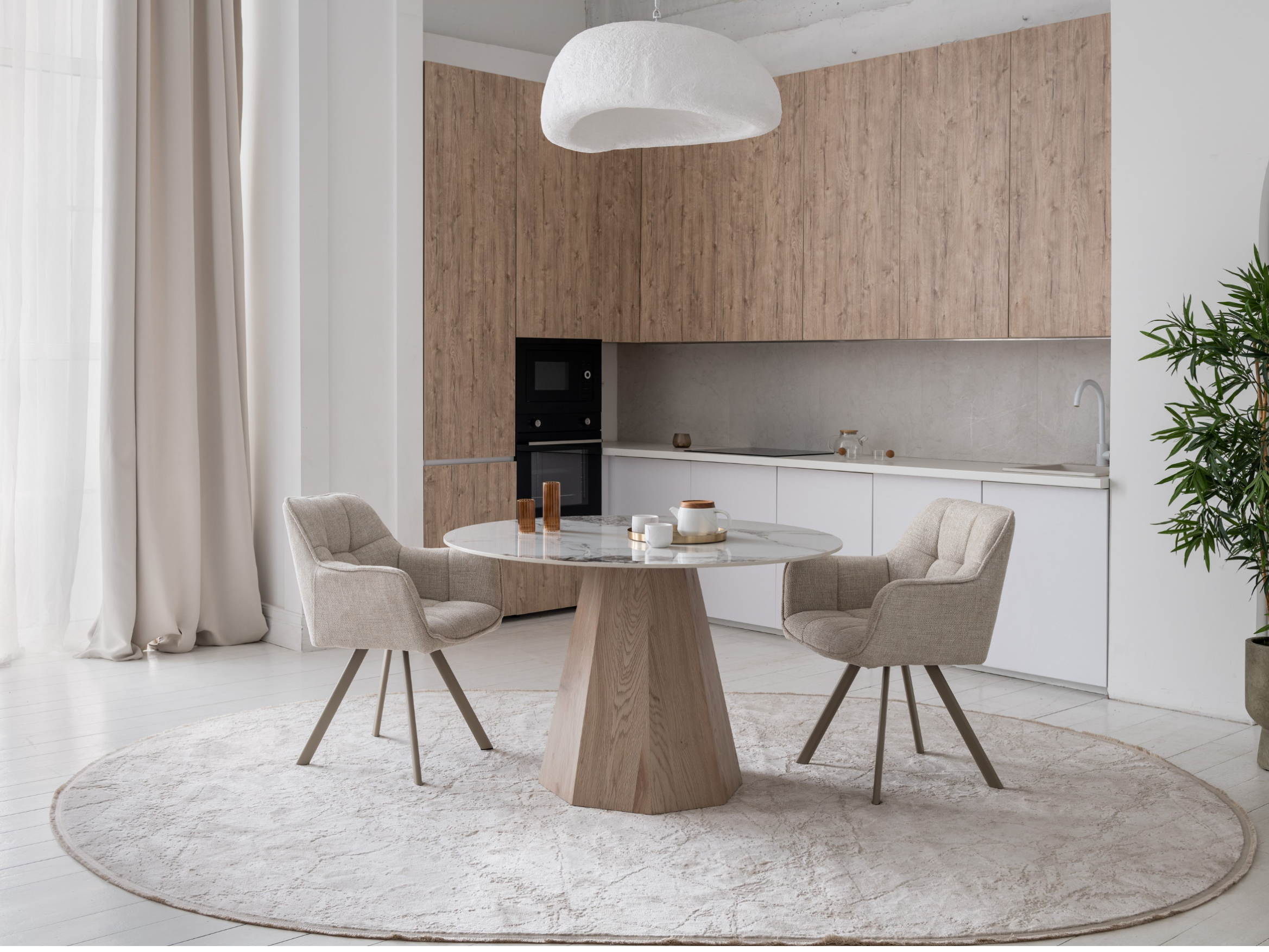 Стол обеденный круглый Квинто Ветро 900/760 мм Керамика голден сэнд/дуб (TМ-300) - фото 7 Стол обеденный круглый Квинто Ветро 900/760 мм Керамика голден сэнд/дуб (TМ-300) - фото 7