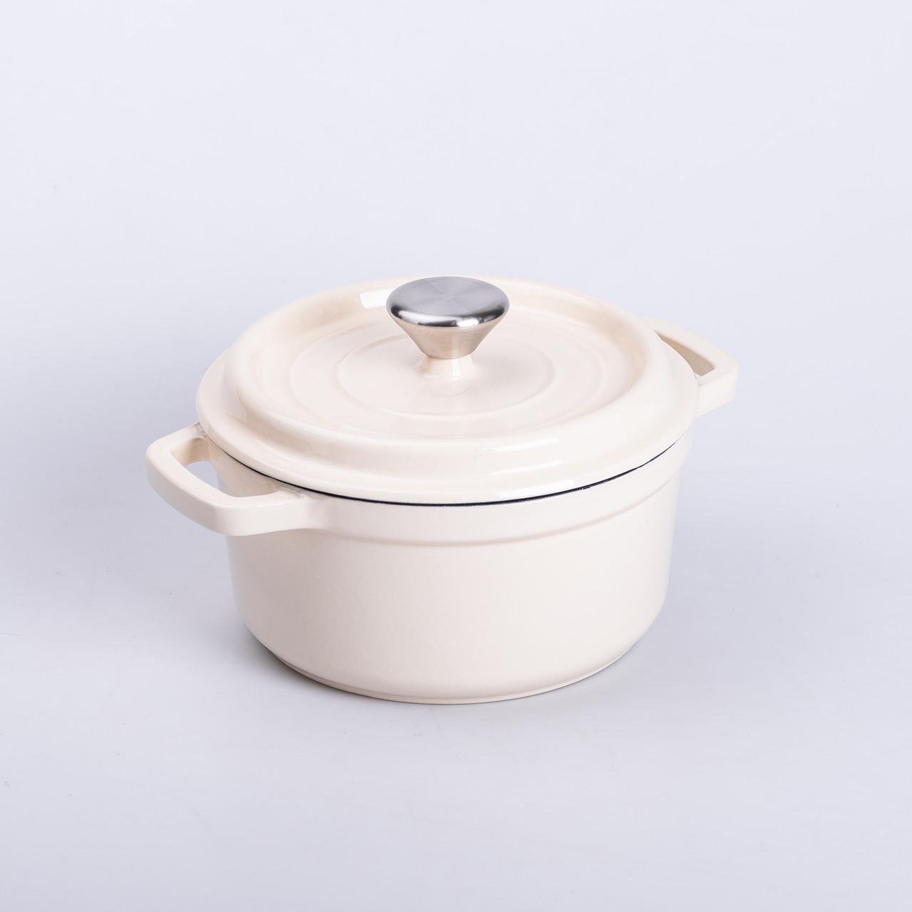 Кастрюля чугунная эмалированная с крышкой 2 л 20 см Бежевый - фото 7 Кастрюля чугунная эмалированная с крышкой 2 л 20 см Бежевый - фото 7