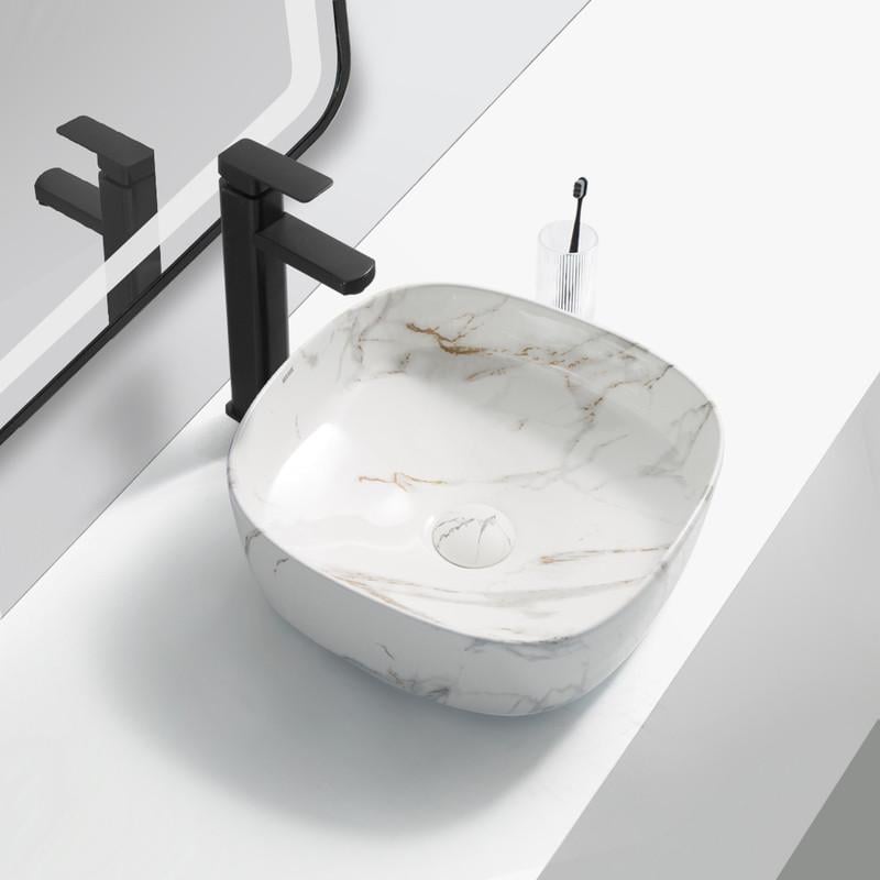 Раковина накладная MIXXUS Premium DIVERSE-0104 MARBLE 370х370х135 мм (MP6537) - фото 2 Раковина накладная MIXXUS Premium DIVERSE-0104 MARBLE 370х370х135 мм (MP6537) - фото 2