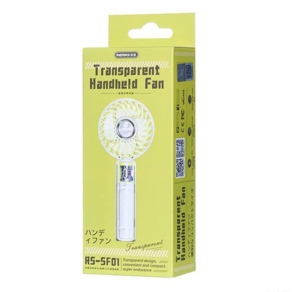 Вентилятор портативный Remax RS-SF01 настольный/ручной с аккумулятором 1200 mAh White (000537)