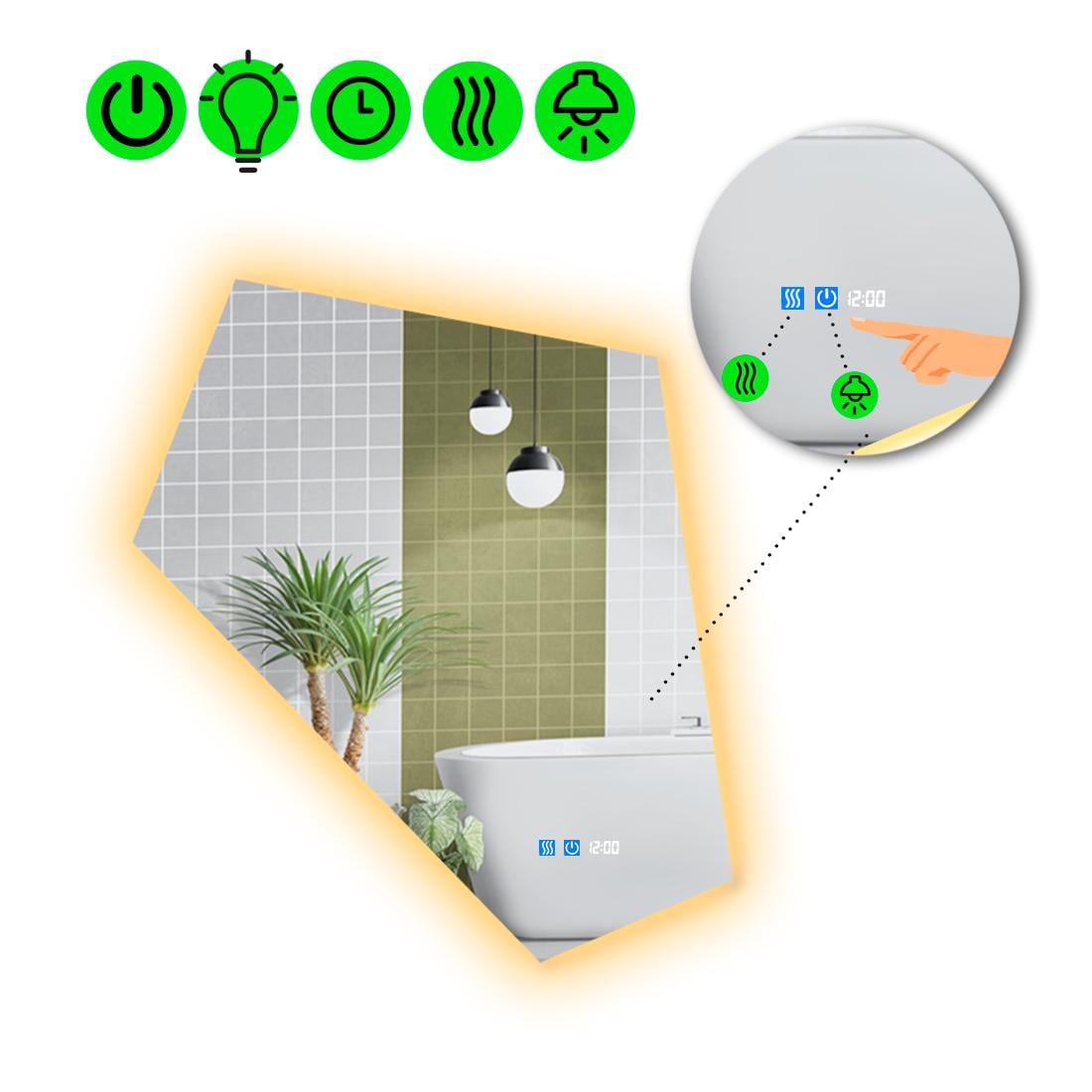 Зеркало с LED подсветкой Modulo 2 с двумя сенсорами/часами и подогревом 140x120 см (Modulo2-116)