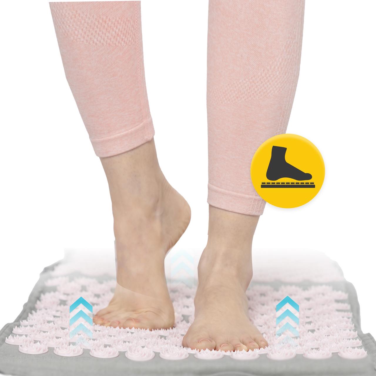 Килимок акупунктурний з подушкою 4fizjo Eco Mat XL Аплікатор Кузнєцова Grey/Pink (P-5907739313607) - фото 9