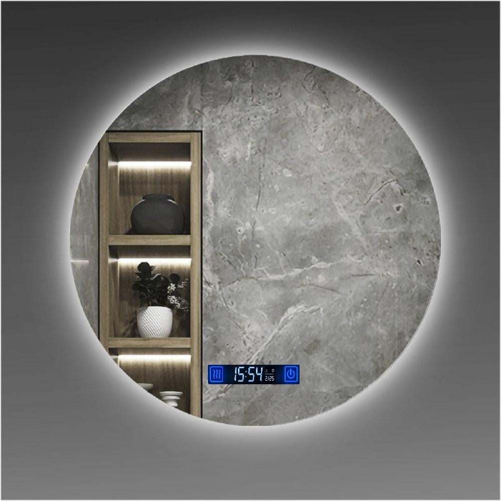 Зеркало круглое LED ML-07 90x90 см с подсветкой/Smart-дисплеем часы/температура и подогревом антизапотевания