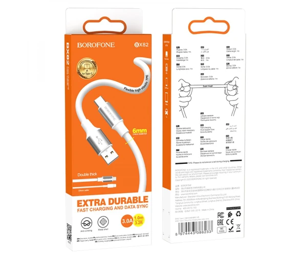 Кабель дата USB Borofone BX82 Type-C 3А 1 м White - фото 2